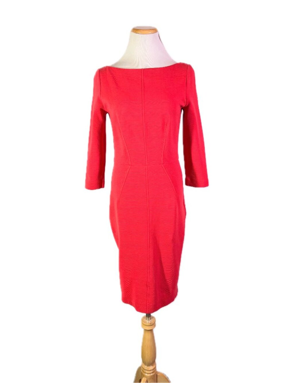 Boden Size US 6R Ribbed Orange Sheath Dress 3/4 Sleeves Aurelia Ottoman